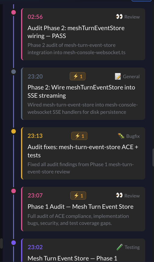 Flow timeline detail with turn summaries